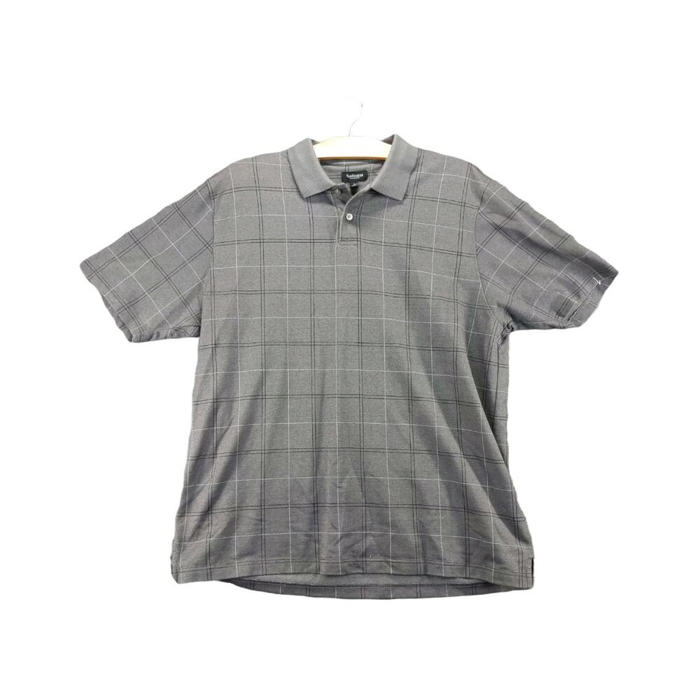 Mens Van Heusen Short Sleeve Polo Shirt Size L Gray Collared
